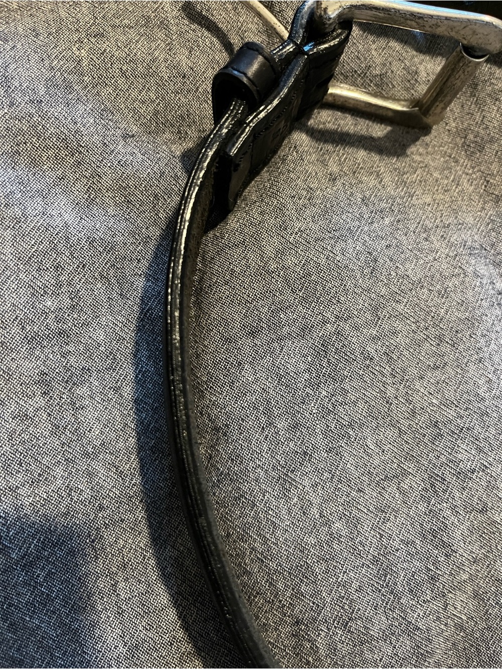 Vintage Brighton Size 34 Black Crocodile Embossed Leather Belt Silver Buckle Sty - Picture 5 of 7